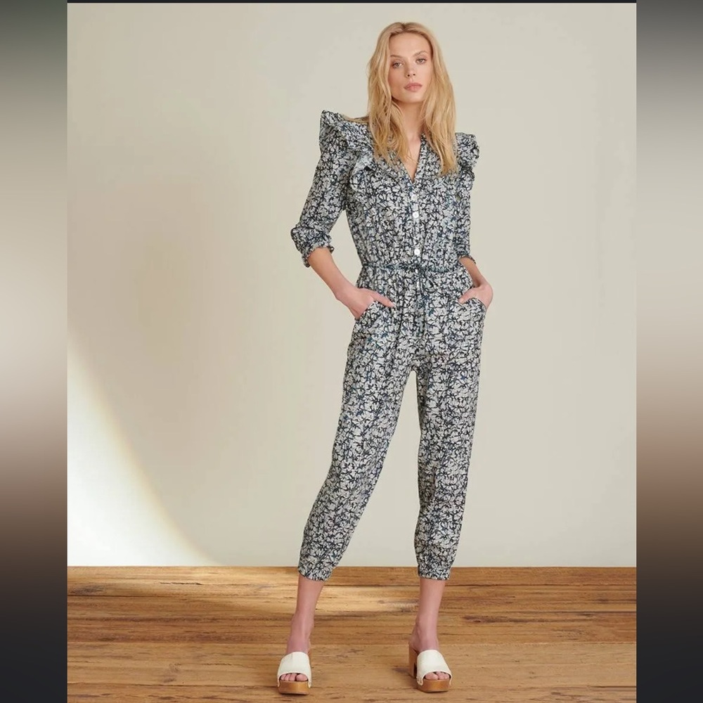Veronica Beard Tanya Batik puff sleeve romper